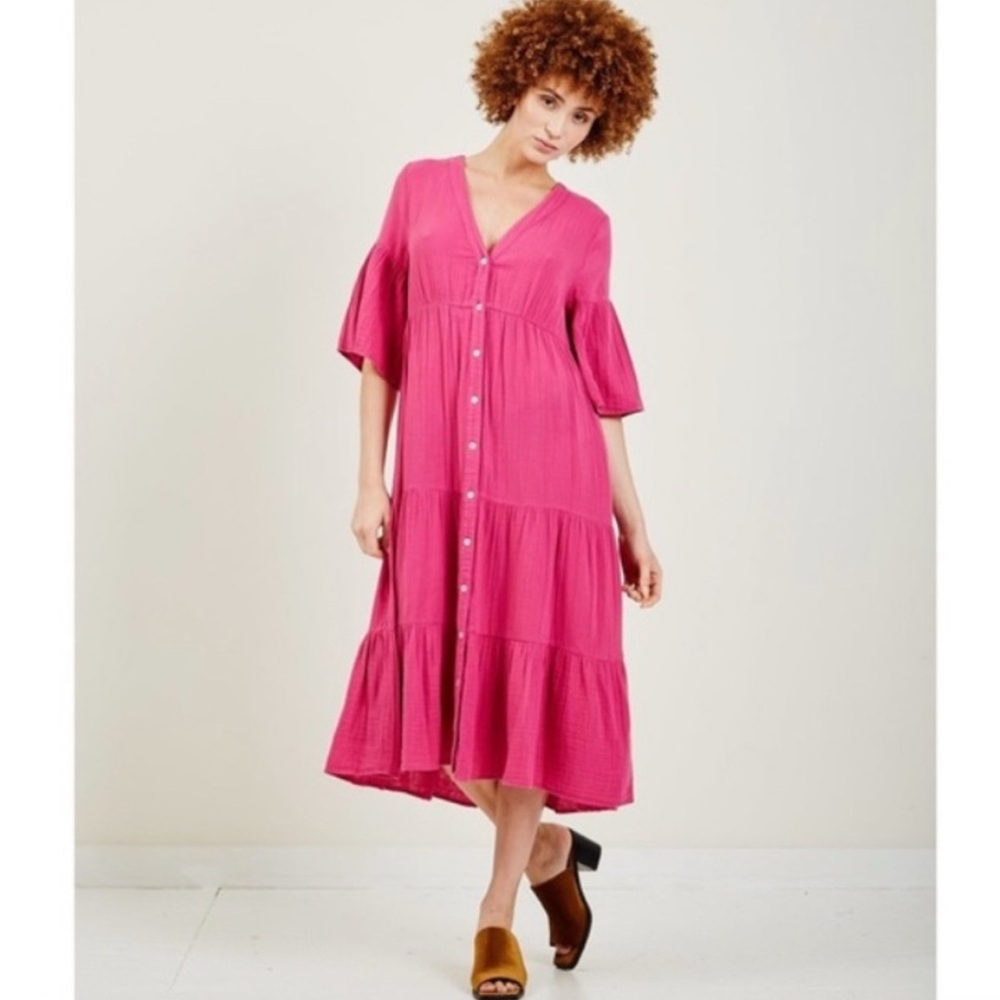 XIRENA Kendall Midi Dress in Lipstick Pink